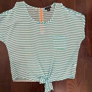 UK2LA Teal and White Striped Blouse